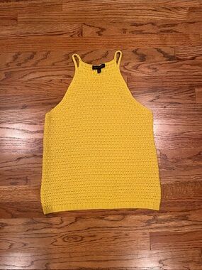 BANANA REPUBLIC SUNSHINE YELLOW KNIT CROCHET HALTER TOP MEDIUM
